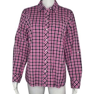 Talbots Pink &‎ Black Plaid Blouse